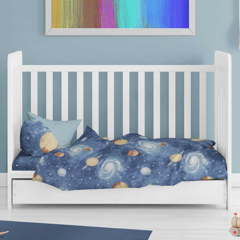 Παπλωματοθήκη Κούνιας (120x160) Dimcol Milky Way 185 Blue