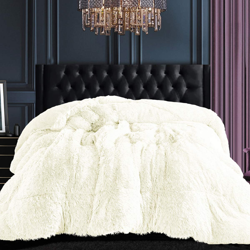 Γούνινο Κουβερτοπάπλωμα Υπέρδιπλο (220x240) Silk Fashion Malliaro Ivory