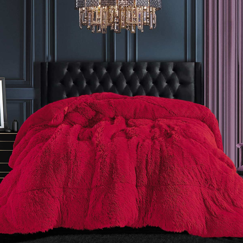 Γούνινο Κουβερτοπάπλωμα Μονό (170x220) Silk Fashion Malliaro Red