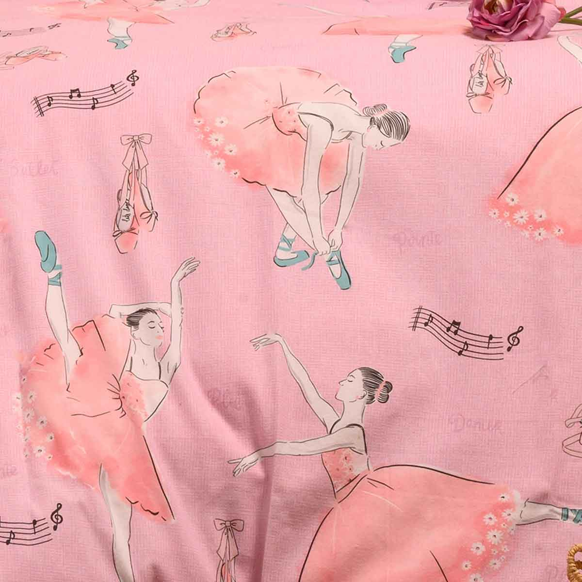 Φανελένια Σεντόνια Κούνιας (Σετ) Melinen Winter Line Ballet Pink Χωρίς Λάστιχο 120X170 Home Βρεφικά Προίκα Μωρού Spitishop