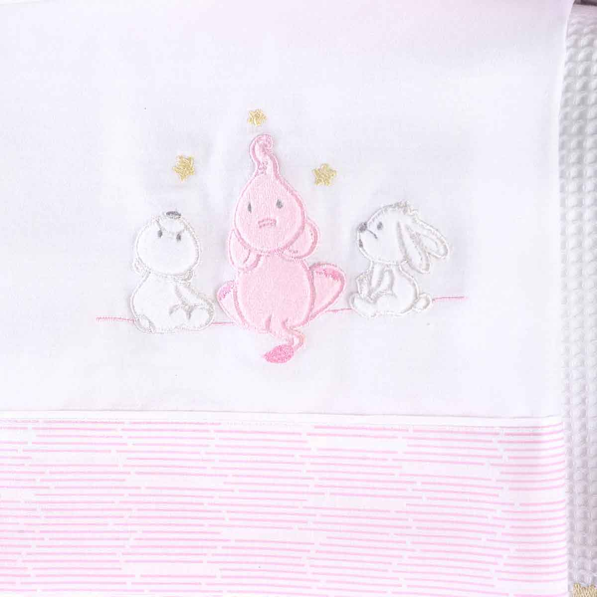 Σεντόνια Κούνιας (Σετ) Rythmos Elephant Friends Pink Home Βρεφικά Προίκα Μωρού Spitishop