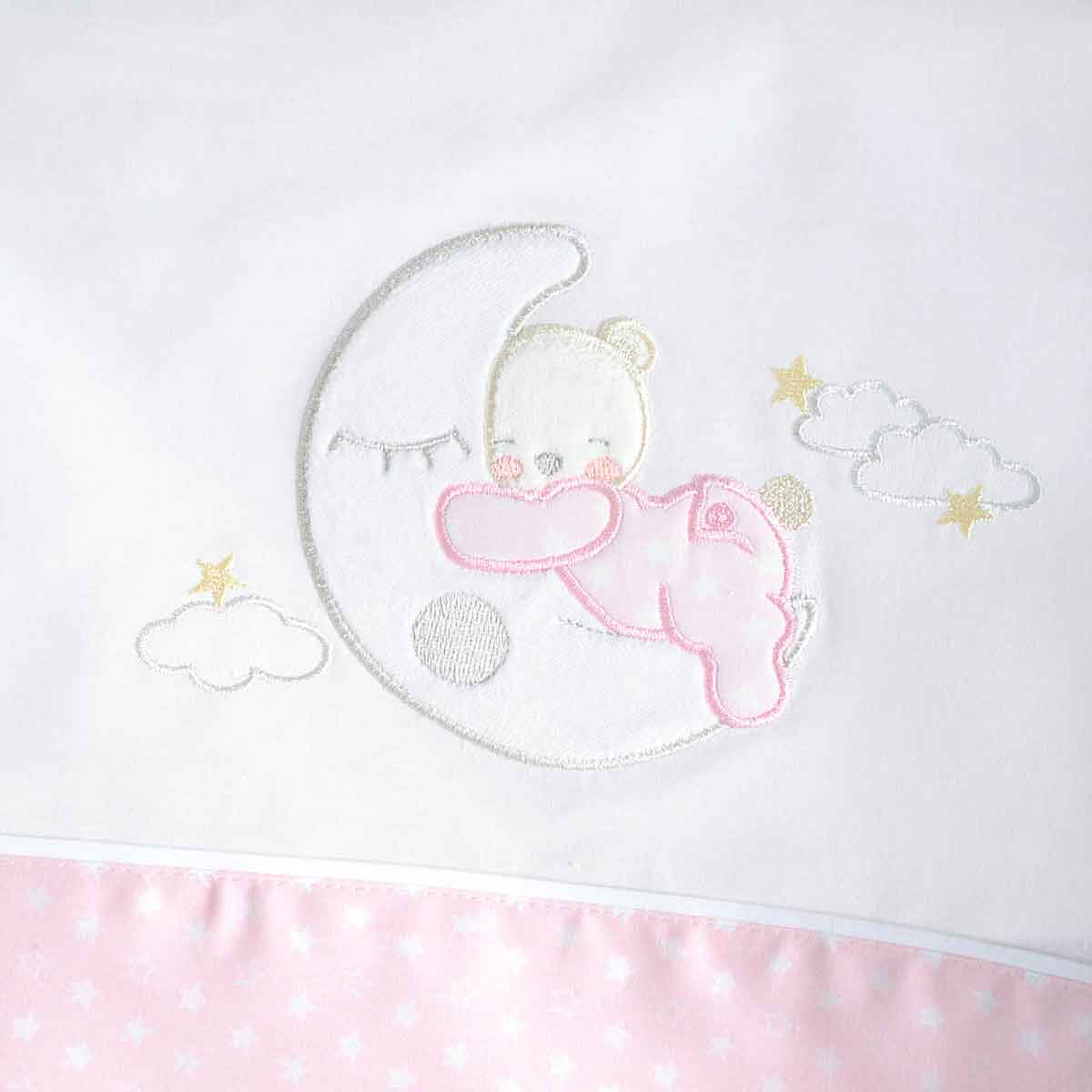 Σεντόνια Κούνιας (Σετ) Rythmos Moon Swing Pink Home Βρεφικά Προίκα Μωρού Spitishop