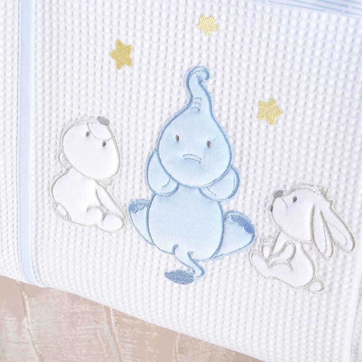 Κουβέρτα Πικέ Κούνιας (120X150) Rythmos Elephant Friends Ciel Home Βρεφικά Προίκα Μωρού Κουβέρτες Βρεφικές Καλοκαιρινές Spitishop