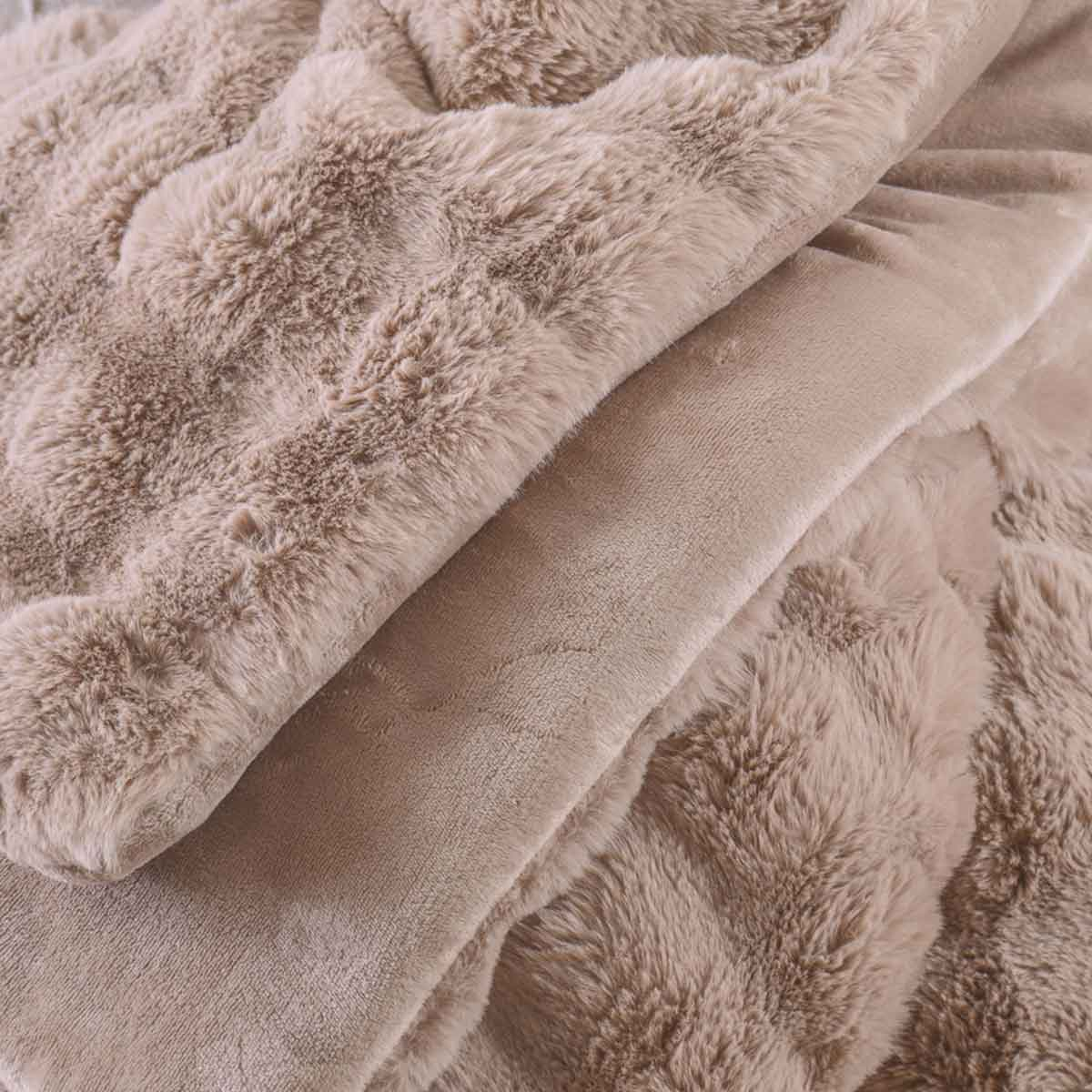Γούνινο Κουβερτοπάπλωμα Μονό (160X220) Rythmos Luxe Beige Home Παιδικά Λευκά Είδη Παπλώματα Spitishop