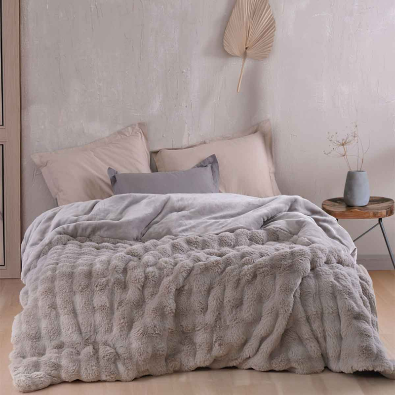 Γούνινο Κουβερτοπάπλωμα Υπέρδιπλο (220x240) Rythmos Luxe Grey