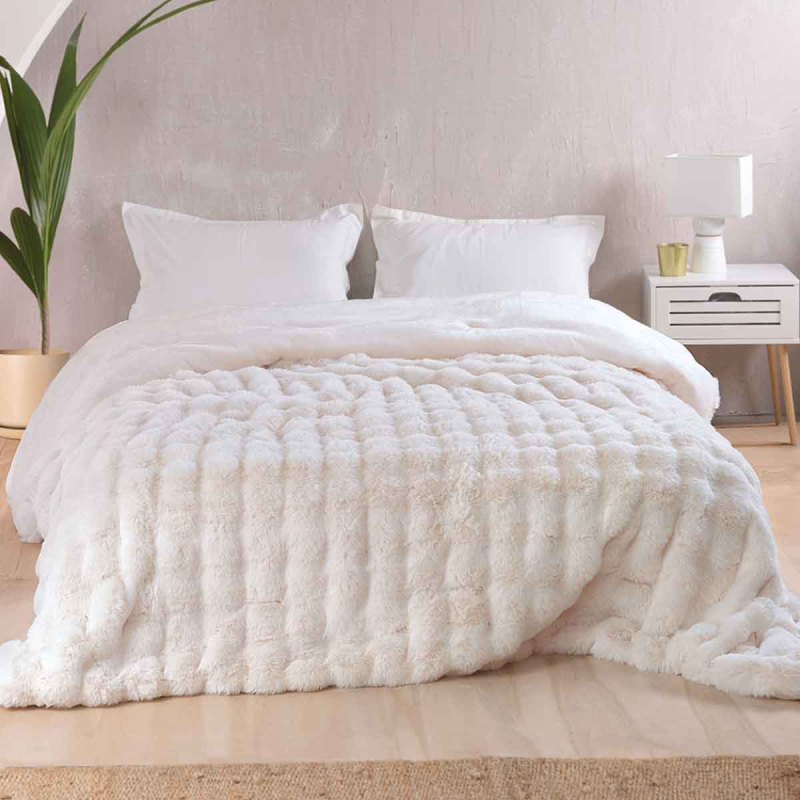 Γούνινο Κουβερτοπάπλωμα Υπέρδιπλο (220x240) Rythmos Luxe Ecru