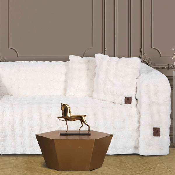 Ριχτάρι Καναπέ Διθέσιου Γούνινο (180x250) Greenwich Polo Club Premium 3936 Ivory