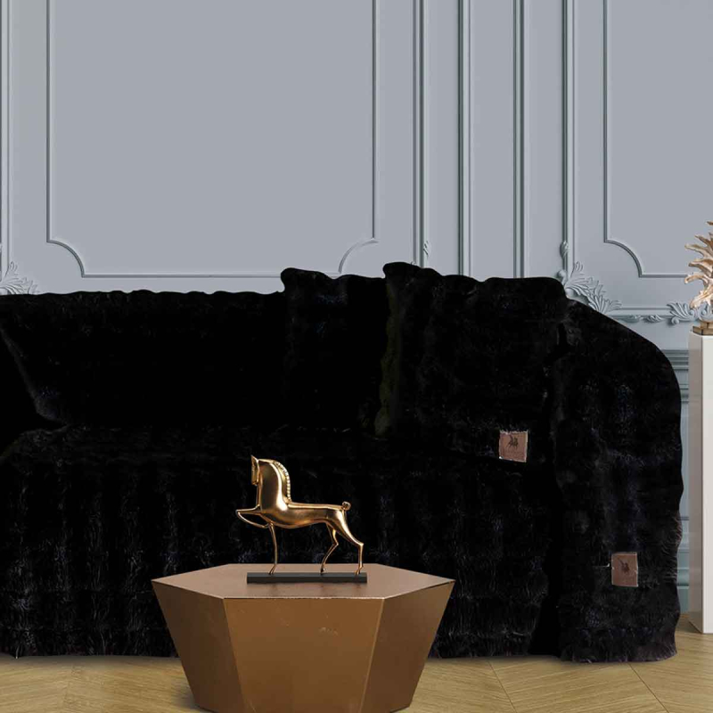 Ριχτάρι Καναπέ Τριθέσιου Γούνινο (180x300) Greenwich Polo Club Premium 3938 Black