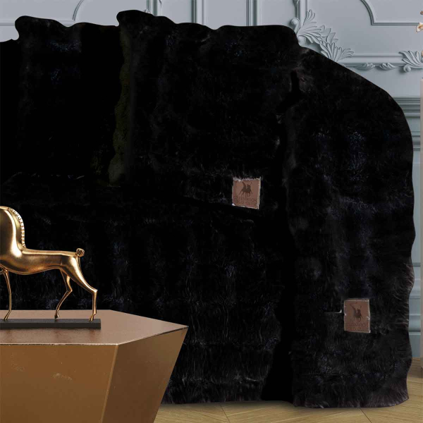 Ριχτάρι Καναπέ Τριθέσιου Γούνινο (180x300) Greenwich Polo Club Premium 3938 Black