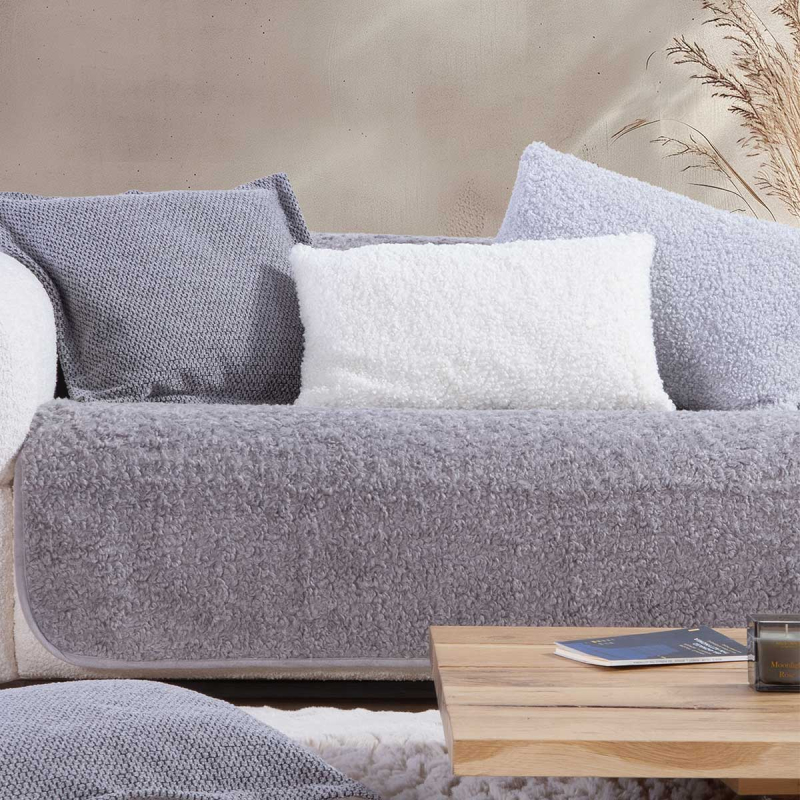 Ριχτάρι Καναπέ Τριθέσιου Γούνινο (150x300) Nef-Nef Homeware Vanjel Silver