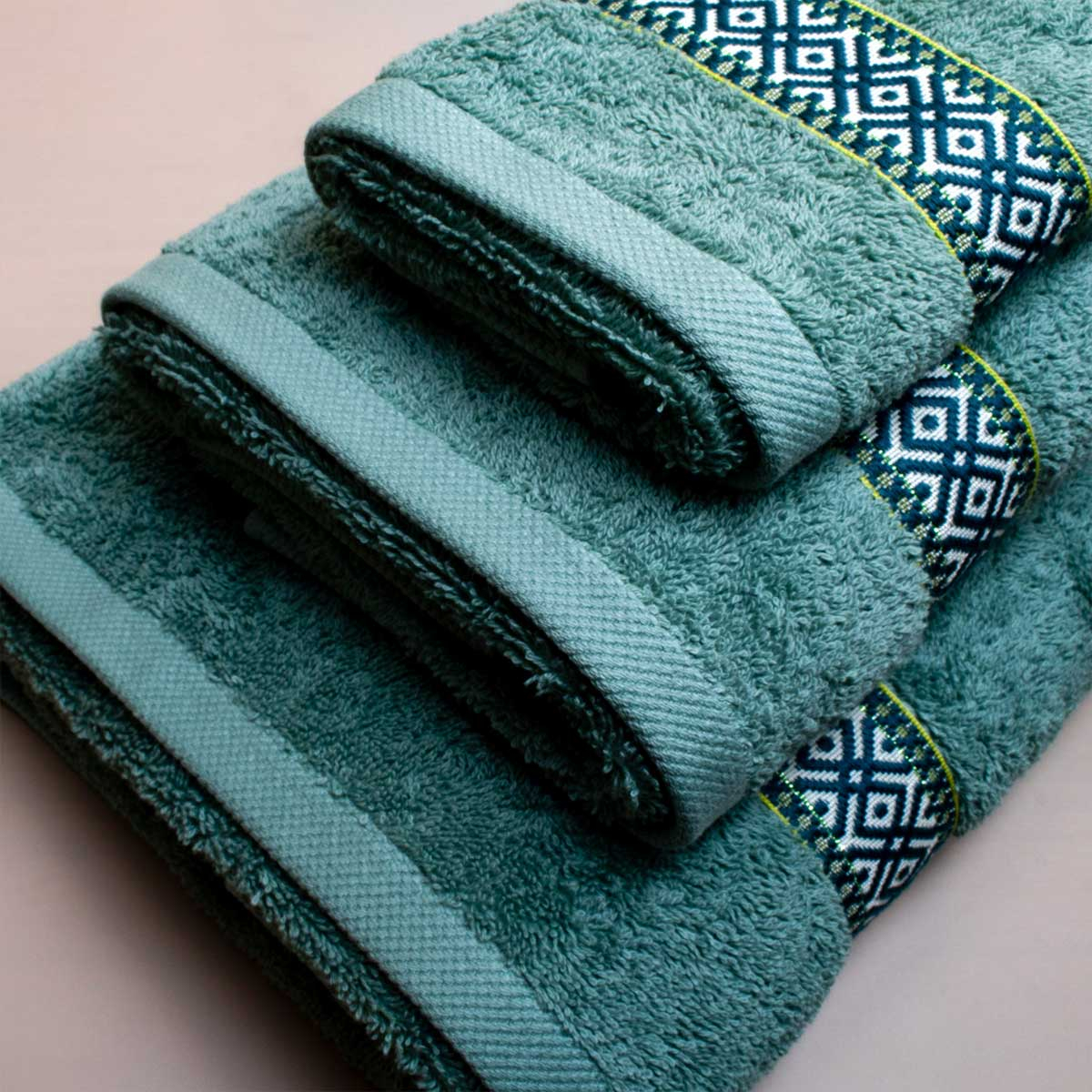 Πετσέτα Προσώπου (50X100) White Fabric Mila Green 600Gsm Home Λευκά Είδη Μπάνιου Πετσέτες Spitishop