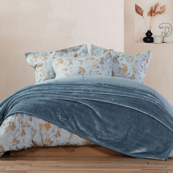 Κουβέρτα Βελουτέ Μονή (170x220) Nef-Nef Homeware Loft Smoke Blue-1207