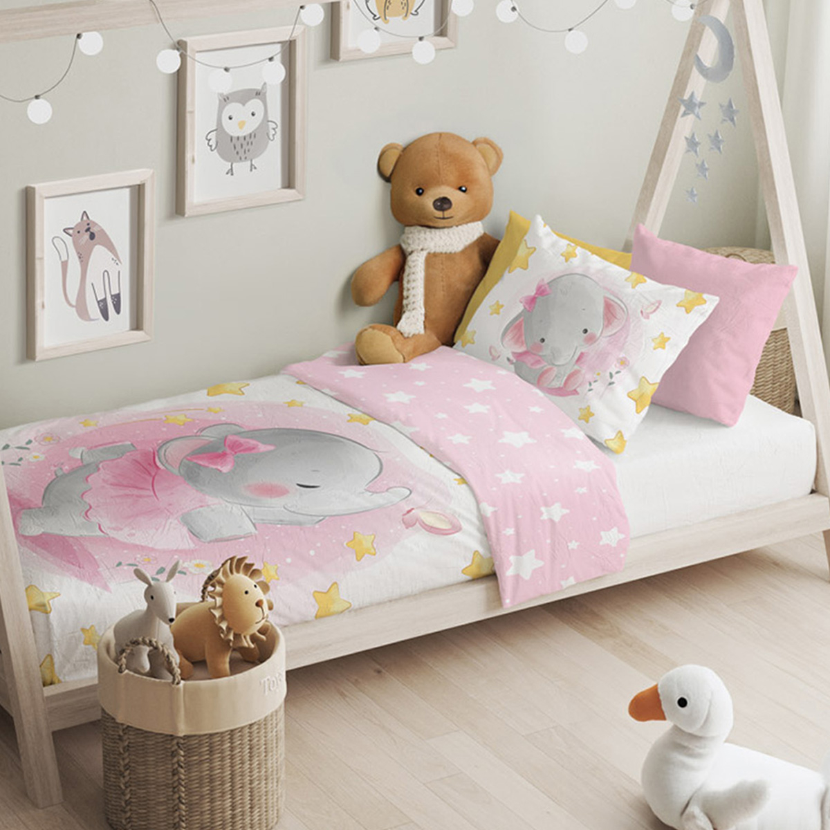 Viopros Παπλωματοθήκη Κούνιας (Σετ 100x135) 2 Όψεων Viopros Τίνα