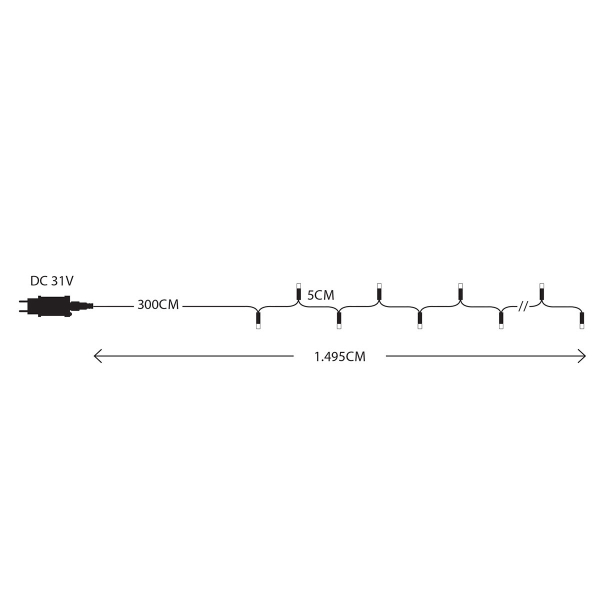 Χριστουγεννιάτικα Λαμπάκια 240 Led Σε Σειρά 14.9μ Θερμό Λευκό Με 8 Προγράμματα Eurolamp 600-13281