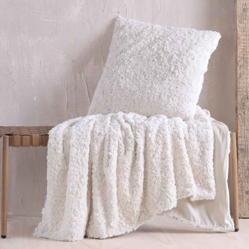 Γούνινη Κουβέρτα Καναπέ (140x170) Rythmos Snug White