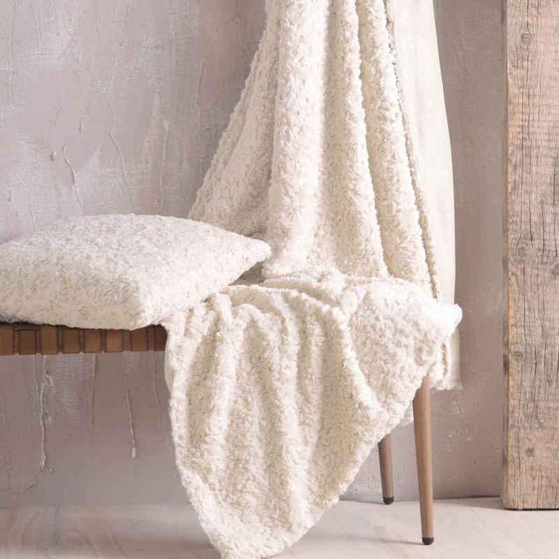 Γούνινη Κουβέρτα Καναπέ (140x170) Rythmos Snug Beige
