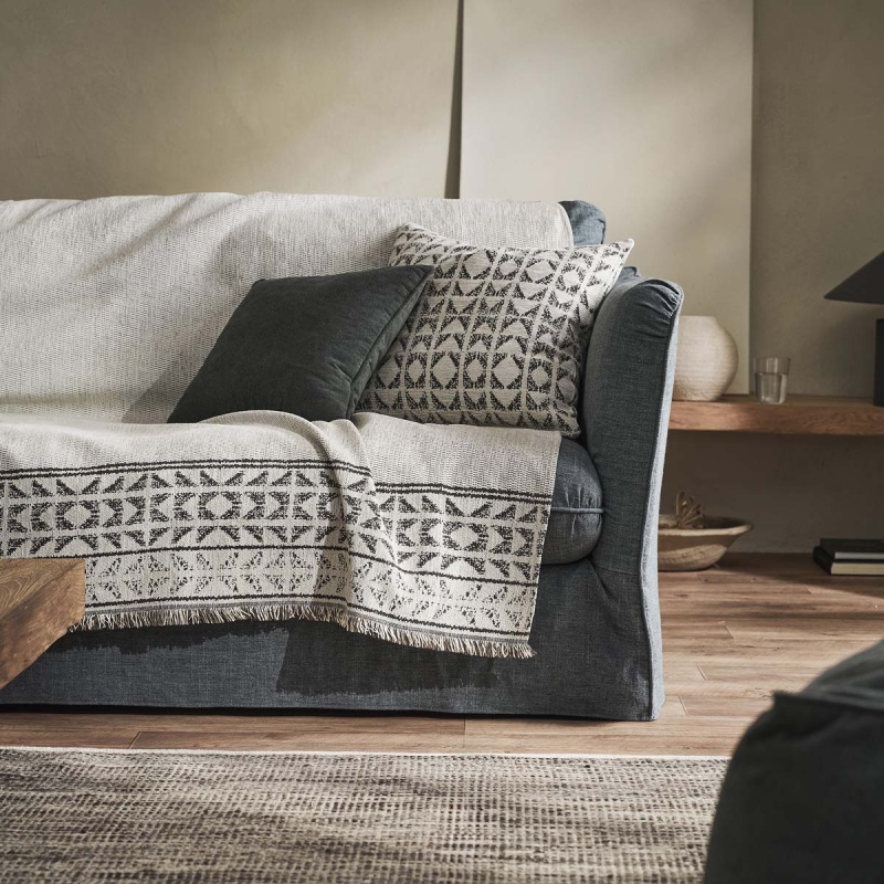 Ριχτάρι Καναπέ Διθέσιου (180x250) Gofis Home Indira Ecru/Black 258/05