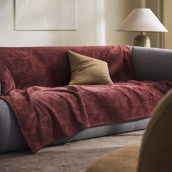 Ριχτάρι Καναπέ Τριθέσιου Βελουτέ (180x310) Gofis Home Nimbus Red Leather 447/31