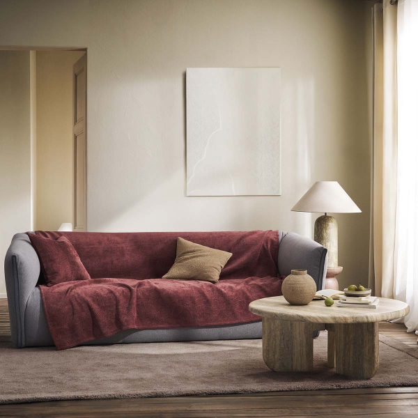 Ριχτάρι Καναπέ Τριθέσιου Βελουτέ (180x310) Gofis Home Nimbus Red Leather 447/31