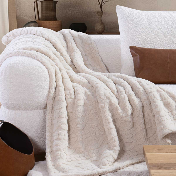 Κουβέρτα Καναπέ Fleece (130x180) Nef-Nef Homeware Germain Ecru