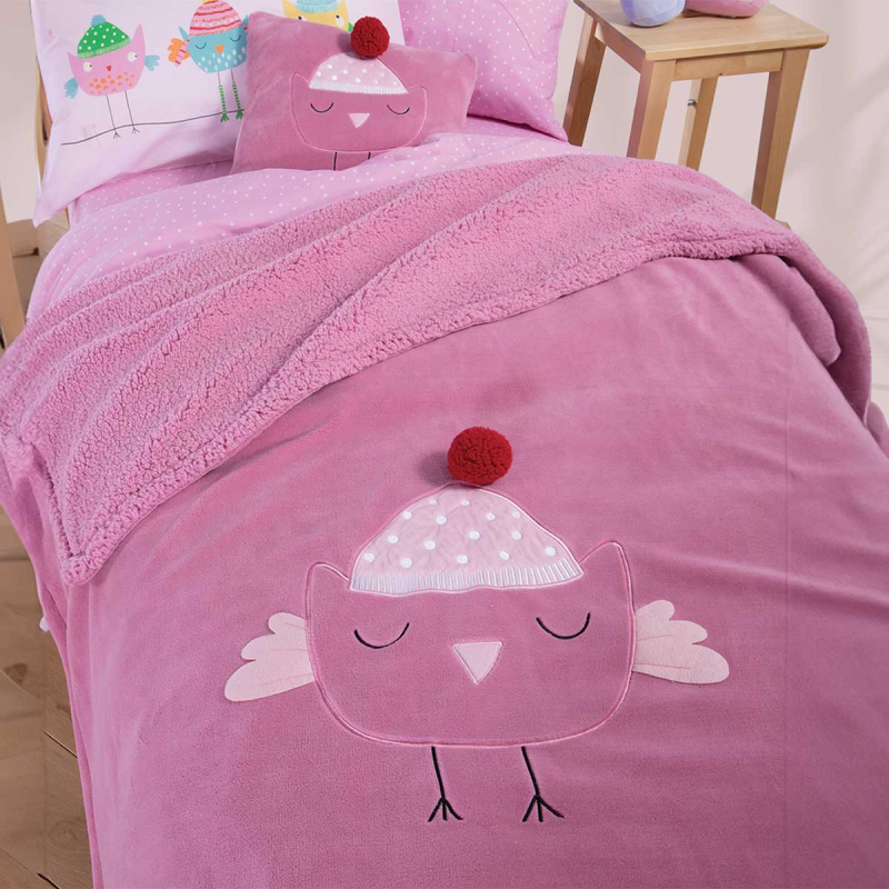 Κουβέρτα Fleece Κούνιας Με Γουνάκι (130x180) Nef-Nef Homeware Junior Tweet So Sweet