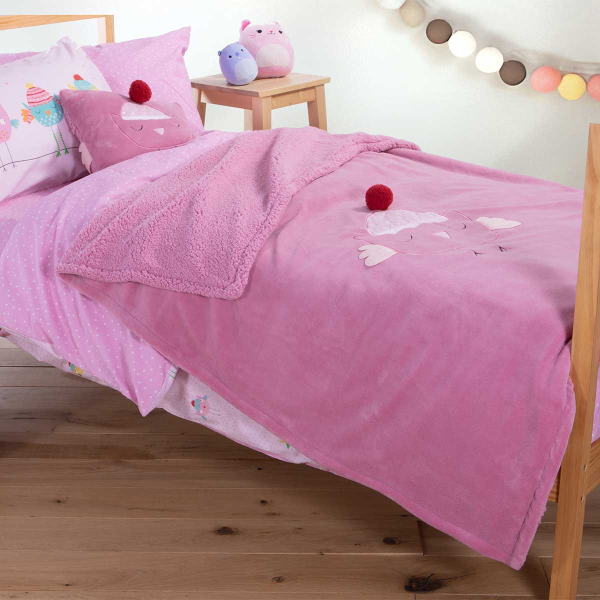 Κουβέρτα Fleece Κούνιας Με Γουνάκι (130x180) Nef-Nef Homeware Junior Tweet So Sweet