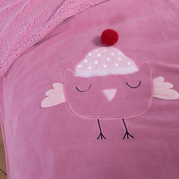 Κουβέρτα Fleece Κούνιας Με Γουνάκι (130x180) Nef-Nef Homeware Junior Tweet So Sweet