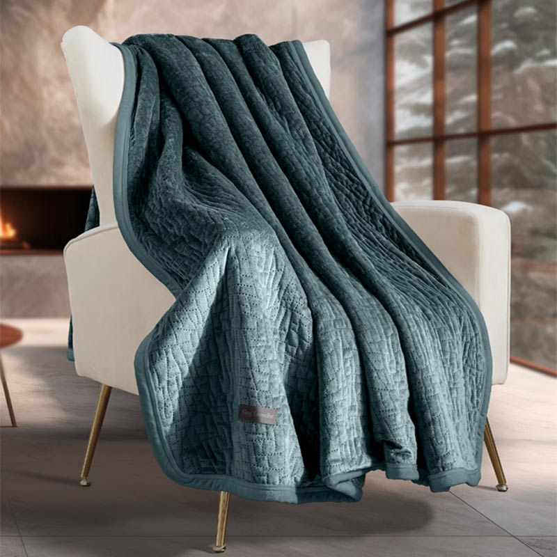 Διακοσμητικό Ριχτάρι Βελουτέ (130x170) + Διακοσμητική Μαξιλαροθήκη Guy Laroche Bolzano Emerald