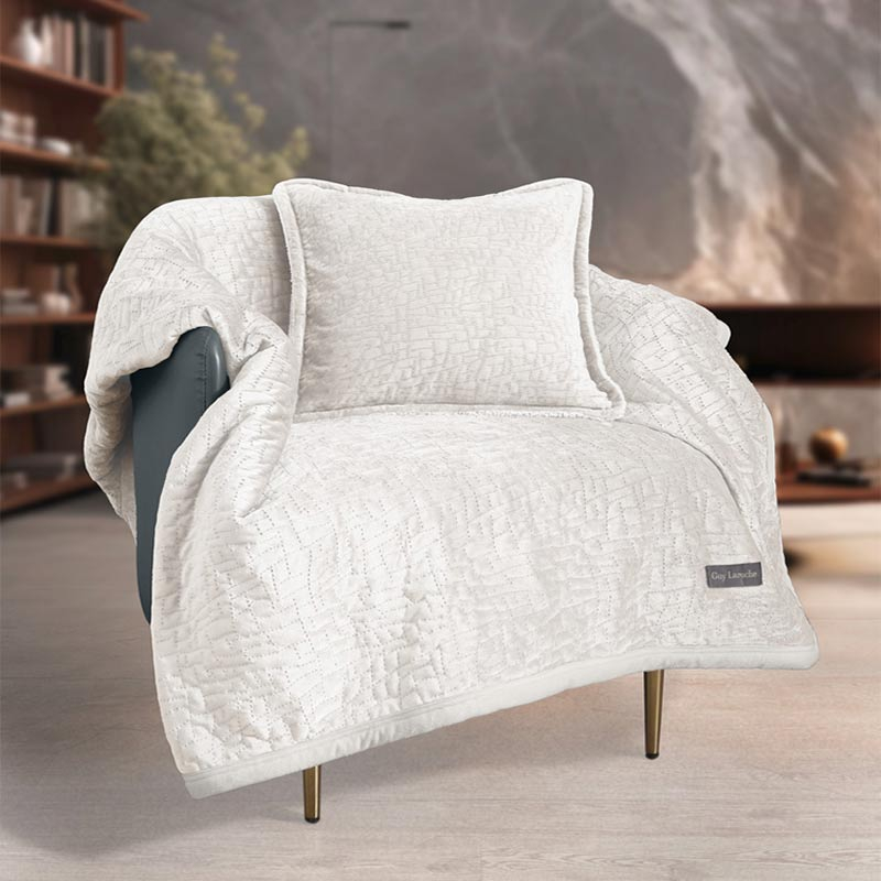 Διακοσμητικό Ριχτάρι Βελουτέ (130x170) + Διακοσμητική Μαξιλαροθήκη Guy Laroche Bolzano Ivory