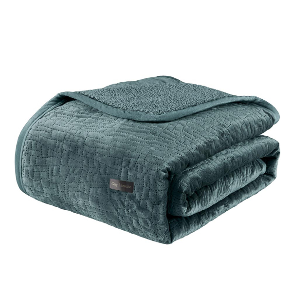 Κουβερλί Βελουτέ Υπέρδιπλο Με Γουνάκι (220x240) + Διακοσμητική Μαξιλαροθήκη (Σετ) Guy Laroche Bolzano Emerald