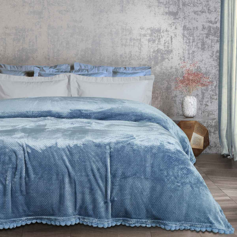 Κουβέρτα Fleece Υπέρδιπλη (220x240) Das Home 1186 Dusty Blue