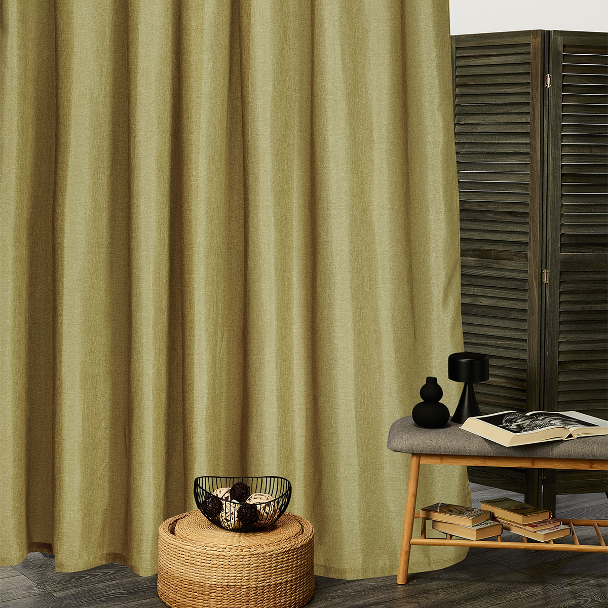 Κουρτίνα (270X280) με Τρέσα Whitegg K066 10- Gold Olive Home Κουρτίνες Σαλονιού Spitishop