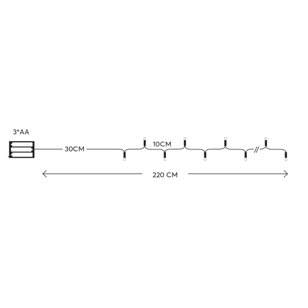 Διακοσμητική Γιρλάντα Μπαταρίας Με 20 Mini LED Φωτάκια Eurolamp 600-03342