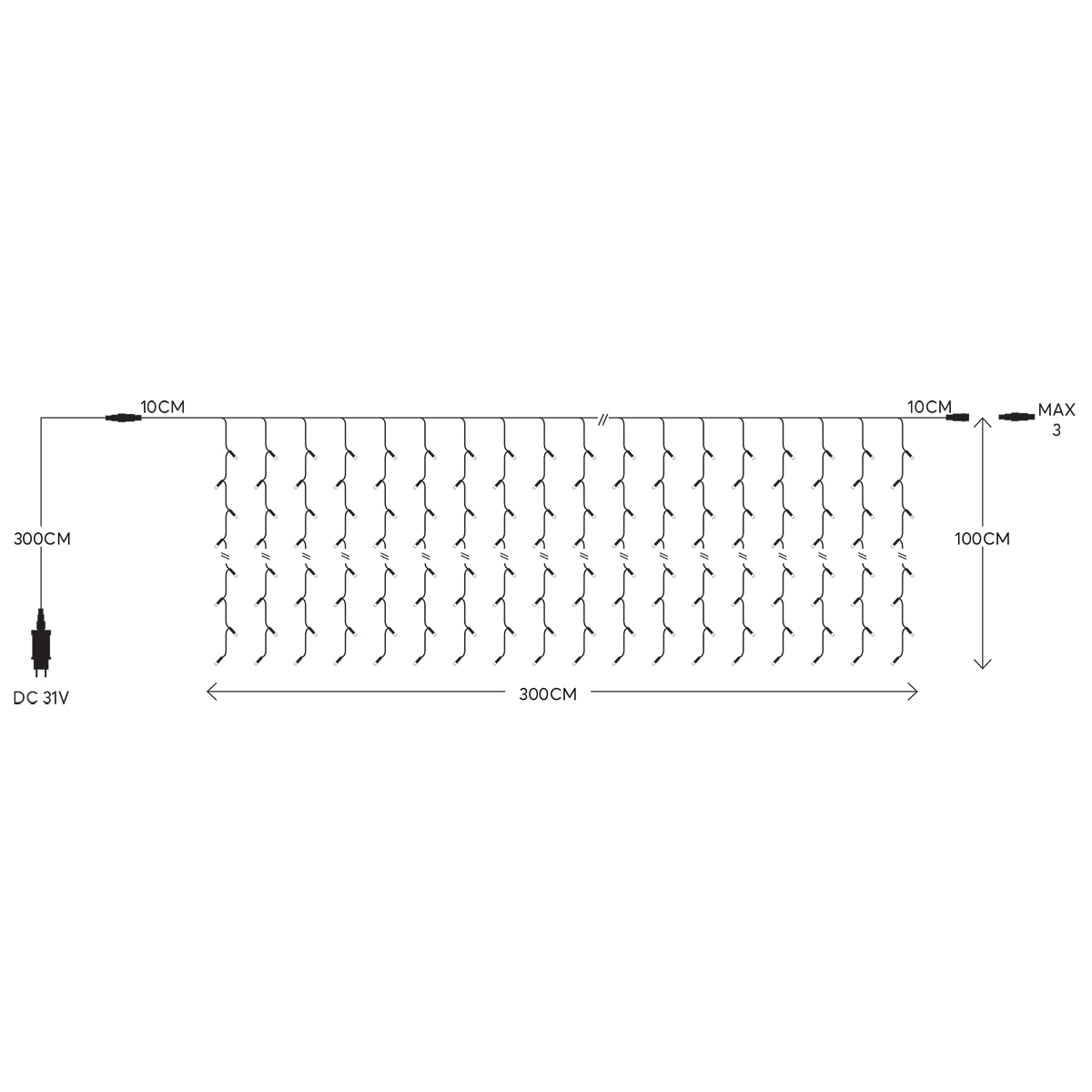 Χριστουγεννιάτικα Λαμπάκια 150 Led Βροχή 6Μ Θερμό Λευκό με 8 Προγράμματα Επεκτεινόμενο Eurolamp 600-17061 Home Spitishop