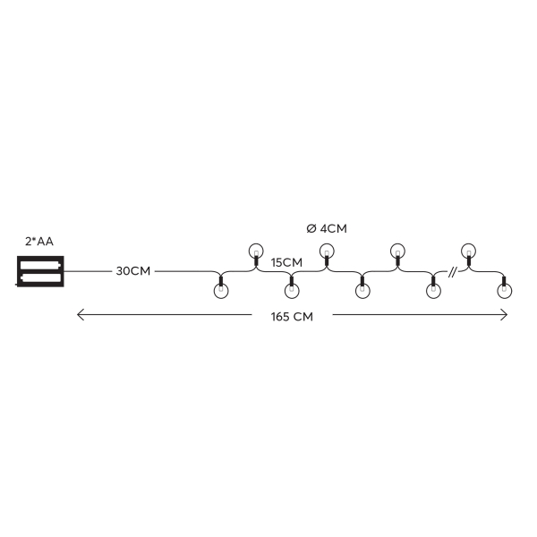 Διακοσμητική Γιρλάντα Μπαταρίας Με 10 LED Φωτάκια Eurolamp 600-03052