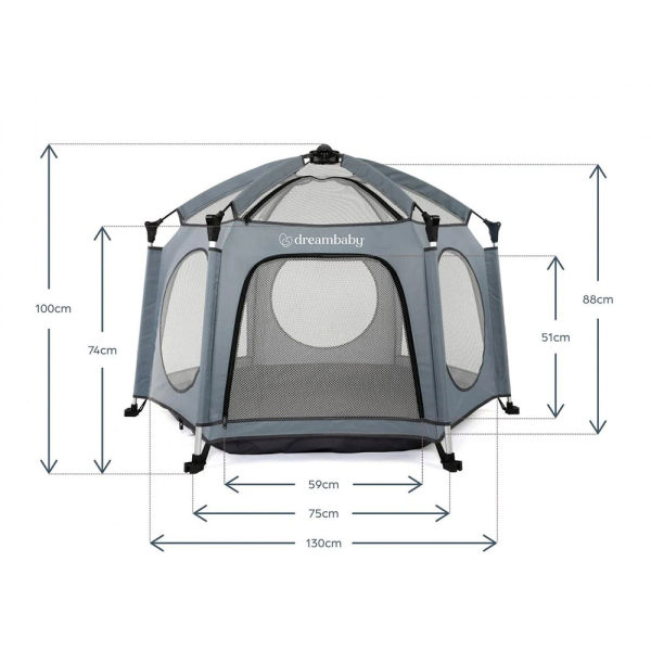 Πάρκο Με Κάλυμμα UV Dreambaby Blue/Gray BR78585