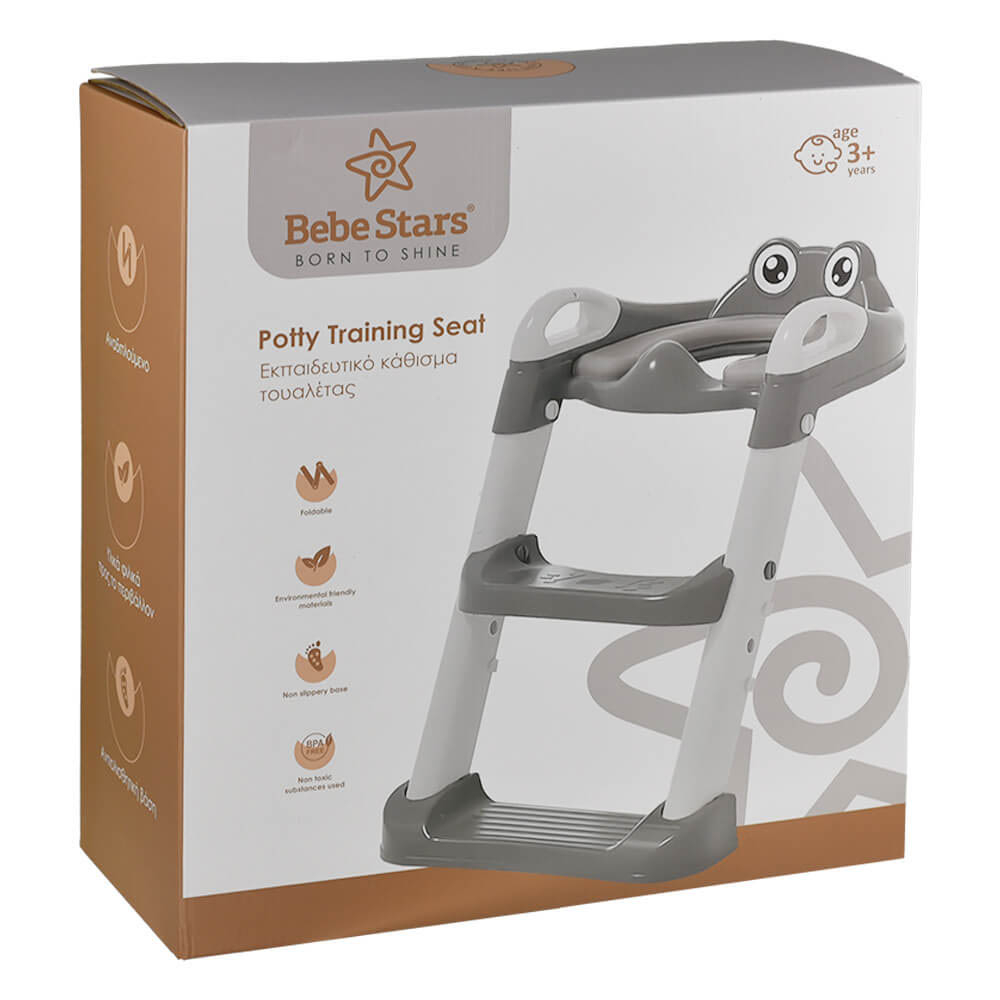 Παιδικό Κάθισμα Τουαλέτας με Σκαλάκι Bebe Stars Frog Grey 56-186 Home Βρεφικά Φροντίδα & Περιποίηση Μωρού Γιο Καθίσματα Λεκάνης Spitishop