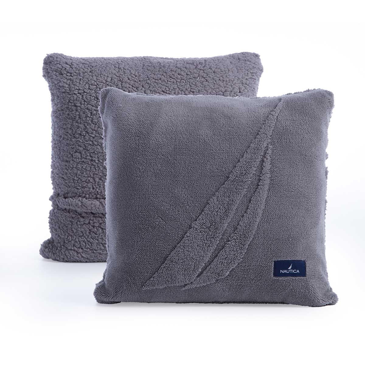 Διακοσμητικό Μαξιλάρι Fleece 2 Όψεων (45X45) Nautica By Nef-Nef Homeware Nau Coast Grey Home Λευκά Είδη Κρεβατοκάμαρας Διακοσμητικά Μαξιλάρια 