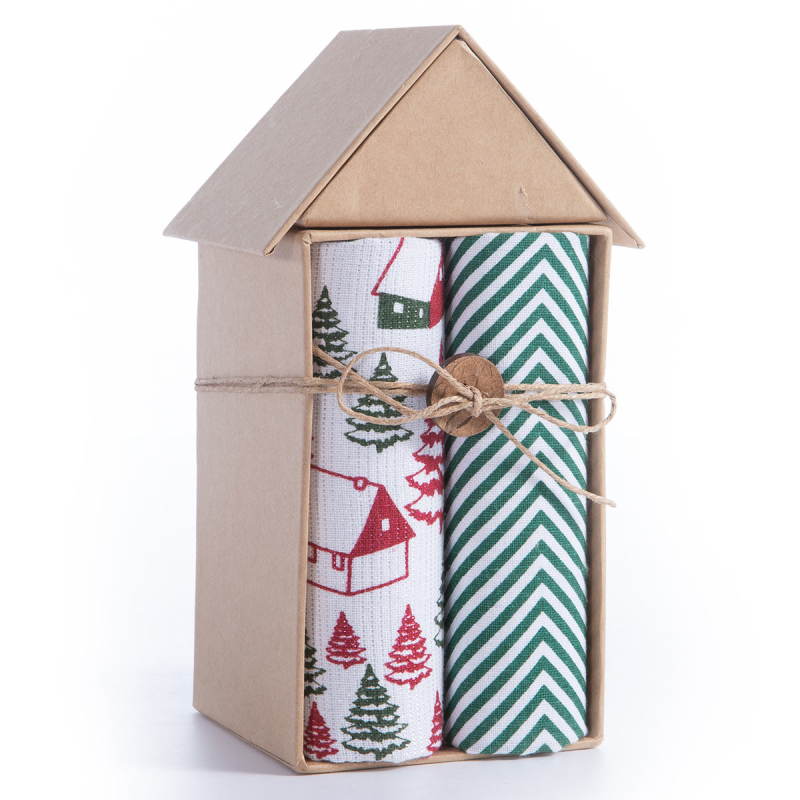 Χριστουγεννιάτικα Ποτηρόπανα Δώρου (Σετ 4τμχ) Nef-Nef Homeware Chrs House