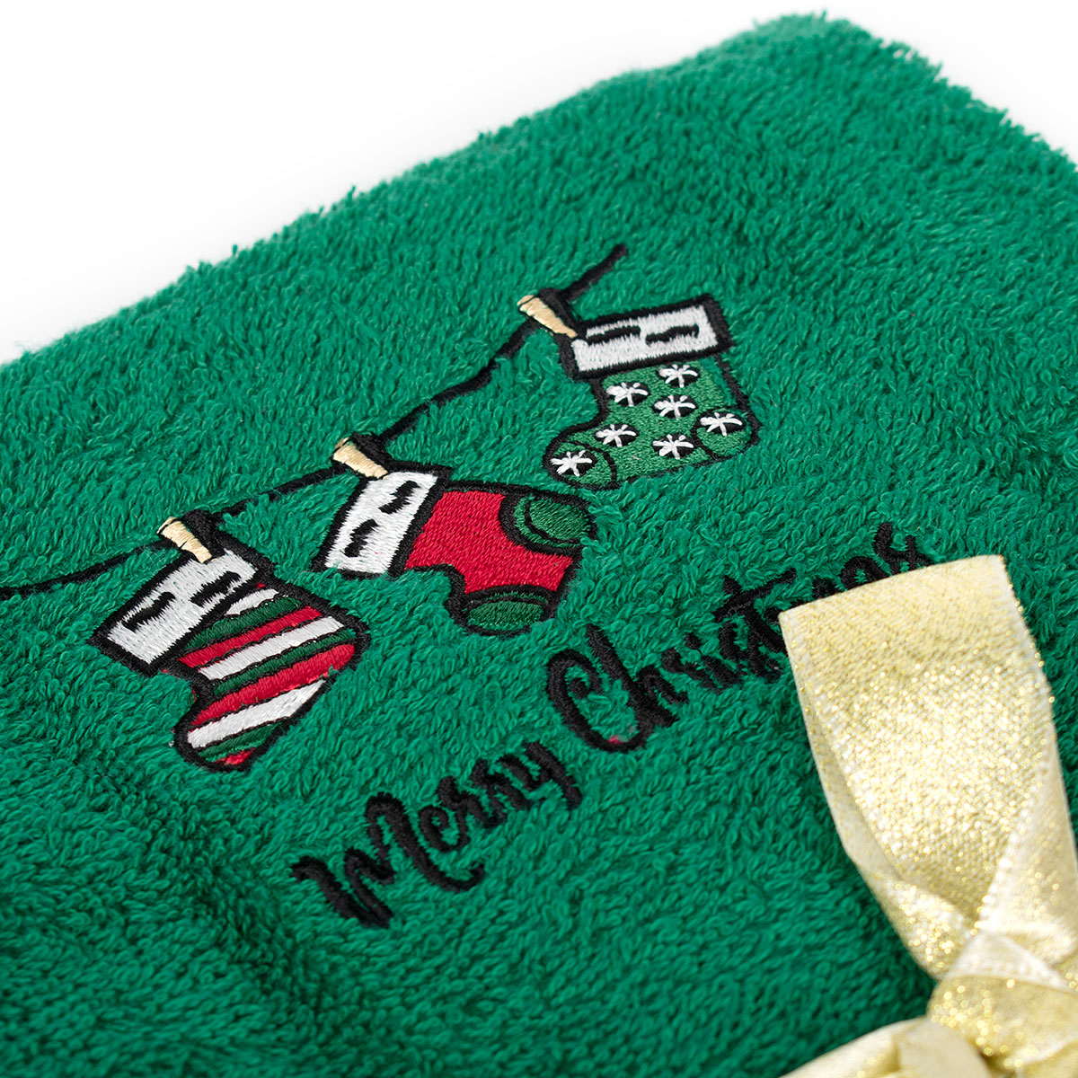 Χριστουγεννιάτικες Πετσέτες (Σετ 2Τμχ) Dimcol Christmas Socks Green Home Χριστουγεννιάτικα Είδη Μπάνιου Spitishop
