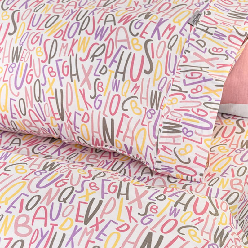 Σεντόνια Μονά (Σετ) Guy Laroche Letters Pink Home Παιδικά Λευκά Είδη Spitishop