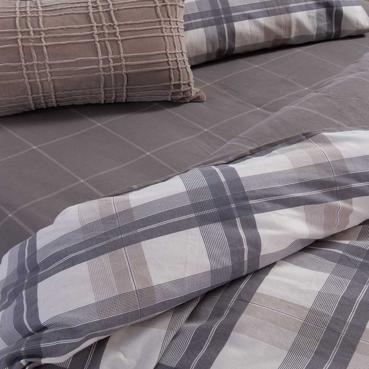 Φανελένια Σεντόνια Μονά (Σετ) Nef-Nef Homeware Flannel Charlie Grey Home Λευκά Είδη Κρεβατοκάμαρας Spitishop