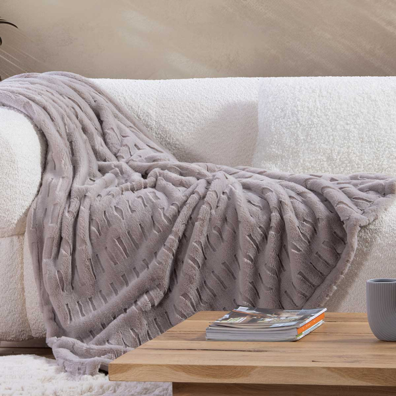 Γούνινη Κουβέρτα Καναπέ (130x180) Nef-Nef Homeware Vivo Greige