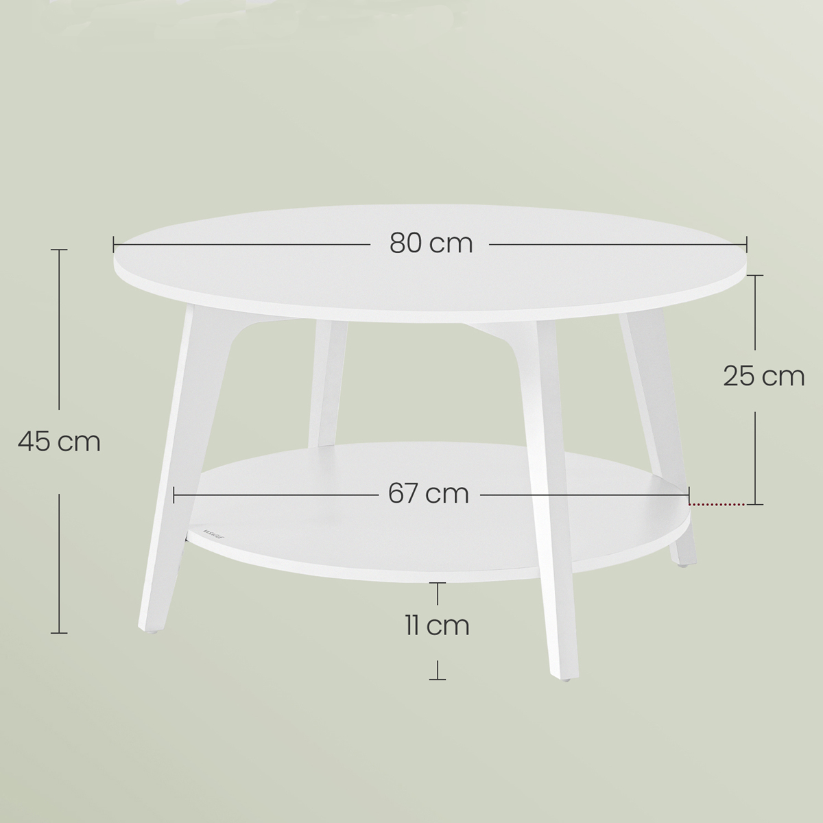 Τραπέζι Σαλονιού με Ράφι (Φ80X45) Vasagle Lct243W14 Home Έπιπλα Τραπεζάκια Spitishop