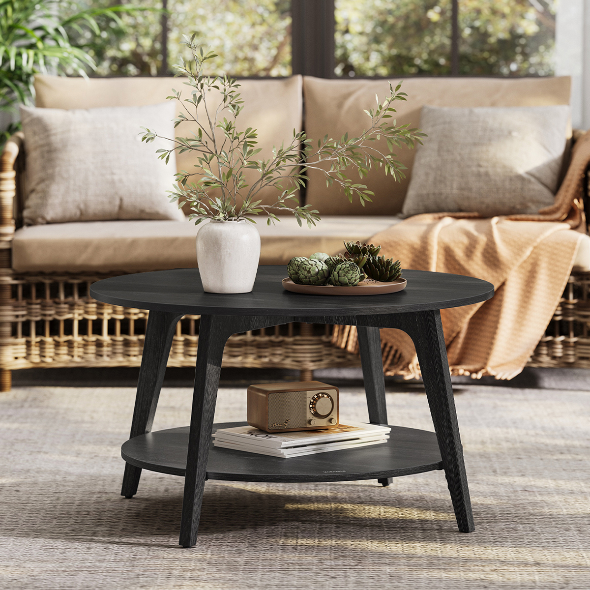 Τραπέζι Σαλονιού Με Ράφι (Φ80x45) Vasagle LCT243B22