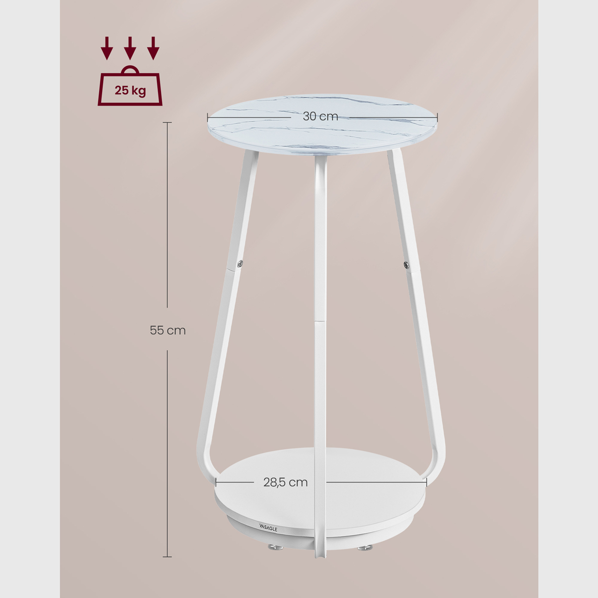 Βοηθητικό Τραπεζάκι (Φ30X55) Vasagle Let287W59 Home Έπιπλα Σαλονιού Τραπεζάκια Spitishop