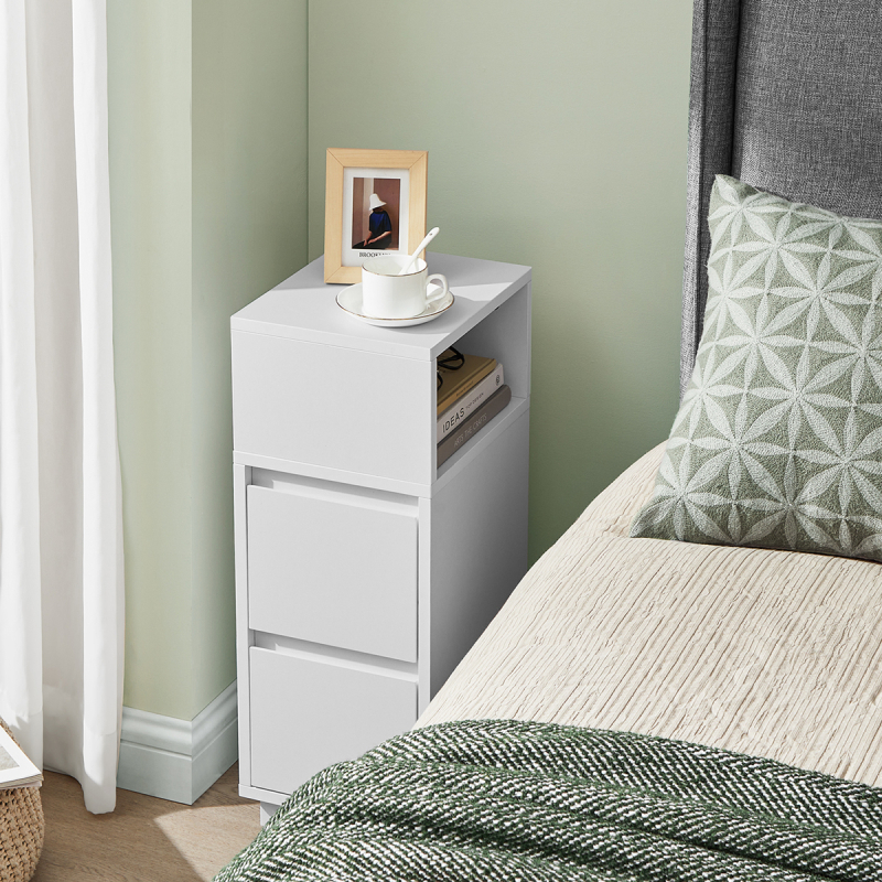 Κομοδίνο Με 2 Συρτάρια & Ράφι (30x25x65) Vasagle LET656W01