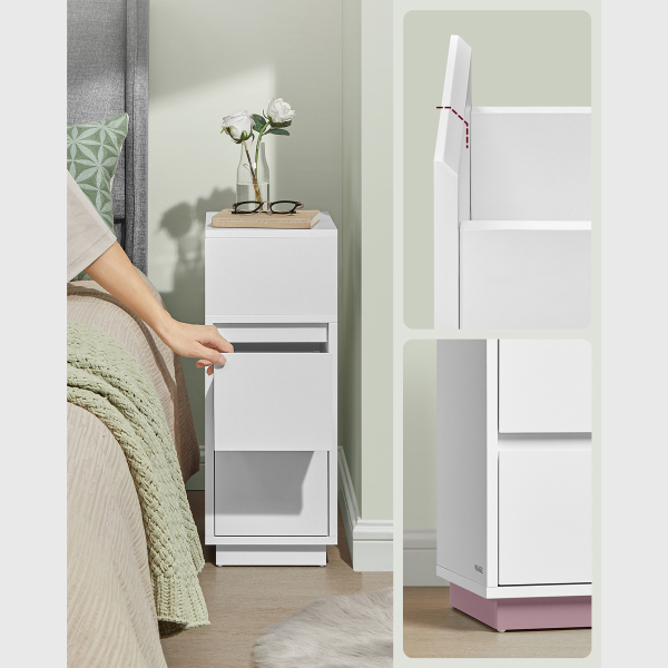 Κομοδίνο Με 2 Συρτάρια & Ράφι (30x25x65) Vasagle LET656W01