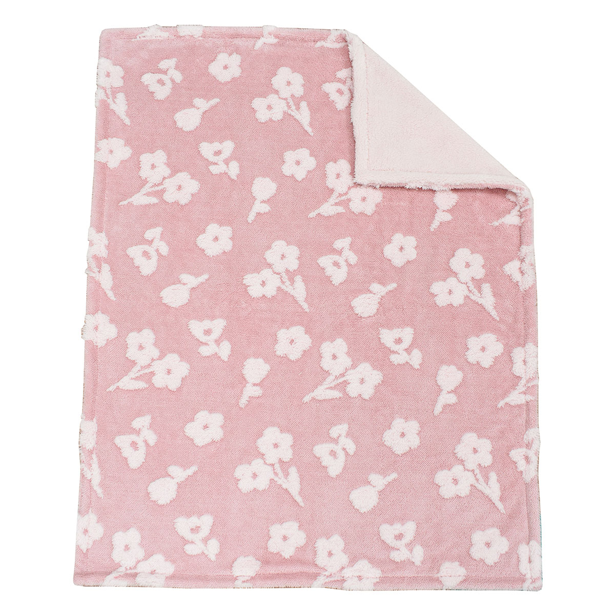 Κουβέρτα Fleece Αγκαλιάς με Γουνάκι (75X100) Dimcol Flower Coral Home Βρεφικά Προίκα Μωρού Κουβέρτες Βρεφικές Spitishop
