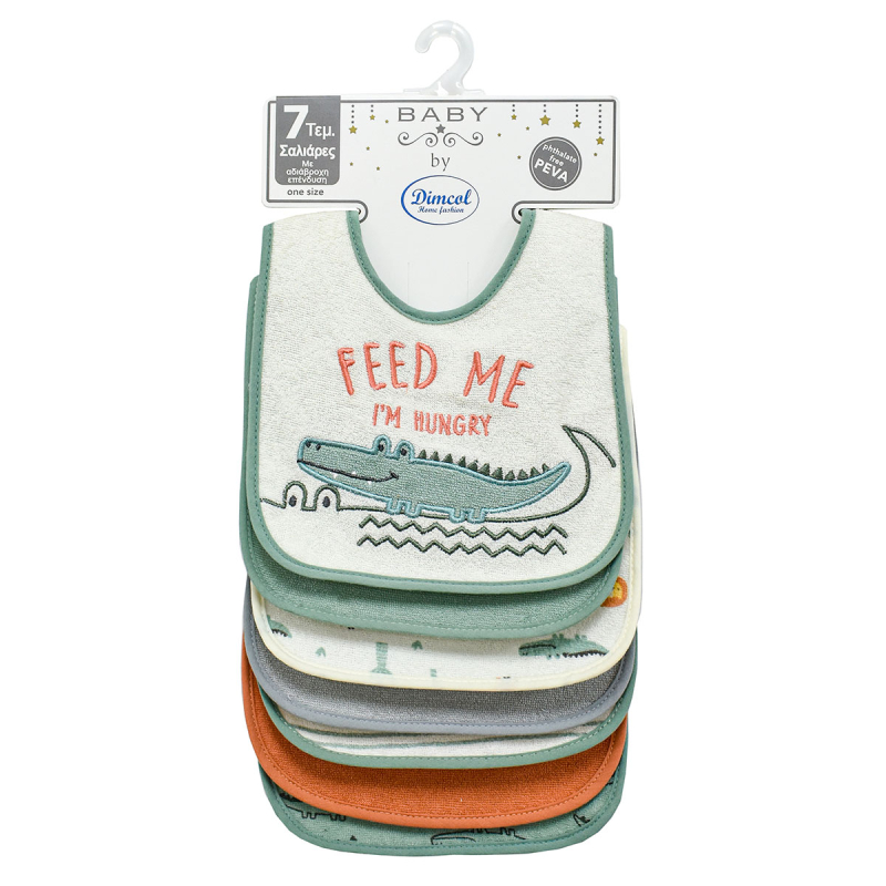 Σαλιάρες Αδιάβροχες (Σετ 7τμχ) Dimcol Crocodile 21 Green